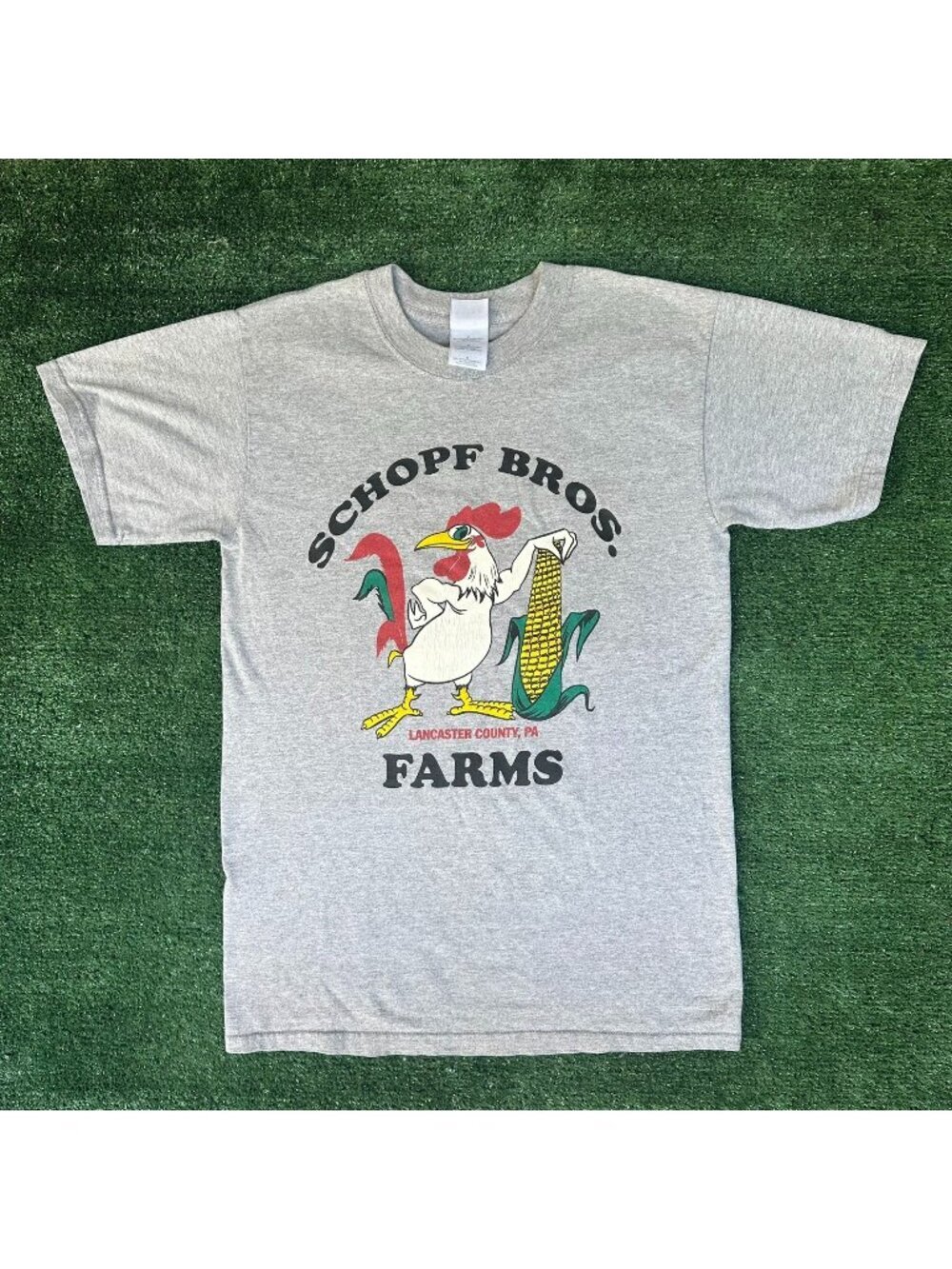 Vintage Y2K Schopf Bros Farm T-Shirt Lancaster PA Rural Agriculture Gray S